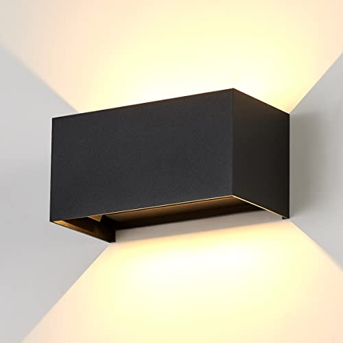 Dr.lazy 20W Dekorative Wandlampen,wasserdicht IP65 LED-Wandbeleuchtung im Innen-und Außenbereich, Einstellbarer Lichtstrahl, Außenwandleuchten 3000K Warmweiß (Schwarz/Warmweiß)