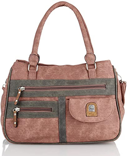 irisaa Handtasche Damen Umhängetasche Medium Schultertasche praktische Henkeltasche mit vielen Fächern Hobo Taschen Vintage Look mit Reißverschluss, Damen Tasche:Dunkel Pink