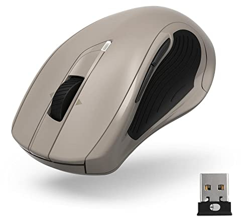 Hama Wireless Computer Mouse with 7 Buttons, Silent Laser Mouse for PC, Laptop and Notebook for Right-Handed Users, 600/1200/3200 dpi, Windows 11/10/8/7/Vista/XP, MAC Beige