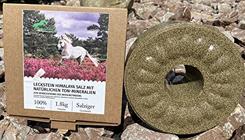 Pferdelutscher Leckstein Himalaya Salz und natürlichen Ton-Mineralien 1,8kg (1kg/14,39€)