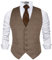 Alizeal Gilet De Costume En Tweed Pour Homme, brown-XL