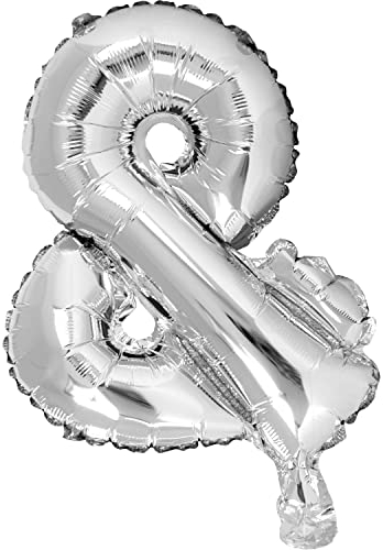 DekoRex Folienballon Silber 40cm Luftballon Geburtstag Hochzeit Deko (Sonderzeichen &)