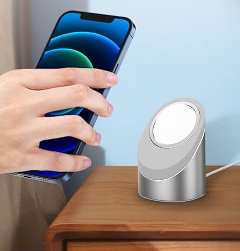 Tech MD Aluminium Adjustable Desktop stand compatible with MagSafe charger【charger not included】for iPhone 12/13/Pro/Mini/Max (MagSafe Premium Dock Silver)
