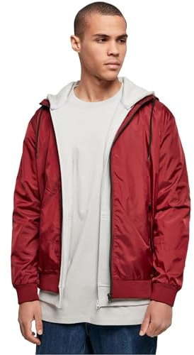 Build Your Brand Herren Übergangsjacke Windrunner, Männer Windjacke mit Kapuze, Funktionsjacke für Männer, Burgundy/Black, S