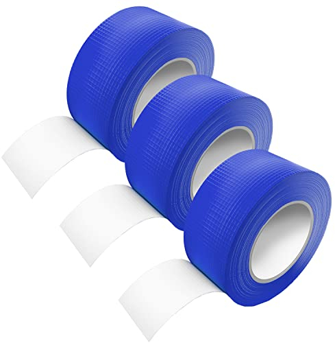 ERBI - Panzertape [50m x 48mm] blau - wasserfest, extreme Klebkraft - Korrigierbares Panzerband handreißbar - Gewebeband, Gaffa Tape, Duct Tape 3er Pack