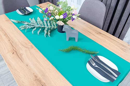 NIBLO Tischdecke Tischläufer Tischtuch Tischwäsche Tischdekoration Tafeltuch (Türkis, Tischläufer - 30 x 100 cm)