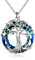 TOUPOP Baum des Lebens Kette 925 Sterling silber Baum des Lebens Anhänger Halskette mit Blauer Kristall Schmuck Geschenke für Mütter Geburtstagsgeschenke für Frauen Damen Mädchen