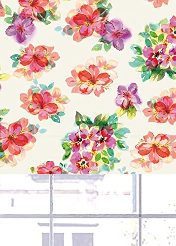 Lister Cartwright South Pacific Floral Blackout Roller Blinds Windows Blind Easy Fit Child Safety Included Made to Measure(Cream, 120 cm Width x 140 cm Drop)