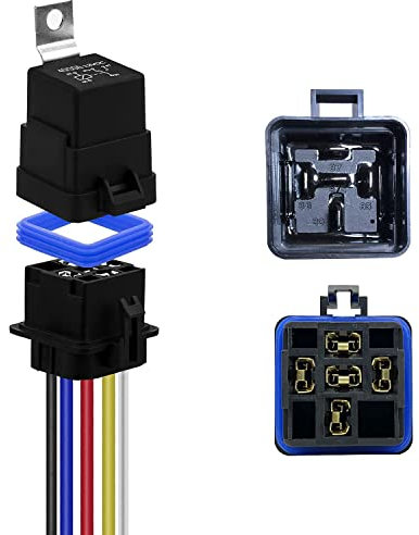 GUUZI 30/40 AMP 12V DC Wasserdichtes Relais mit Kabelbaum, 5-pin SPDT Kfz Relais, Strapazierfähige 14 AWG Verzinnte Kupferdrähte, für PKW, LKW, Van, Motorrad, Boot