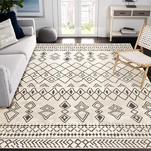 Carvapet Läufer Teppich 150x210cm rutschfest Lang Küchenteppich Waschbar Teppichläufer Weiche Mikrofaser Geometrisch Flächenteppich Laufteppich(Beige)