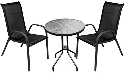 Mojawo 3-TLG Bistromöbel Set Klappstuhl Stuhl Tisch Sitzgruppe Hochlehner Bistro Garnitur Gartenmöbel Gartenset Balkonmöbel