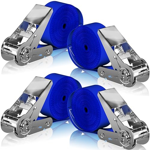 Gnarcore© Cinghie di Fissaggio a Cricchetto (larghe 25mm) - Approvate per la circolazione stradale (DIN EN 12195-2) - 600 Kg di forza - 4 & 6 metri in rosso, nero, blu, arancione