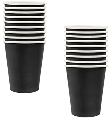 16PCS Midnight Black Paper Cups,Disposable Paper Cup Solid 9oz Paper Cups Tableware Birthday Decorations Party Cups Party Drinking Cups for BBQs,Halloween,Picnic,Baby Shower,Party Cups Supplies
