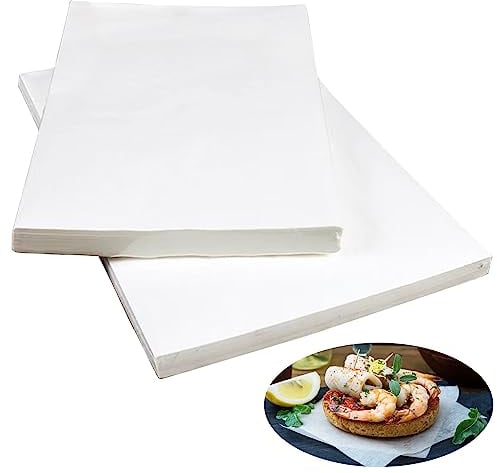 Ezydka Backpapier 100 Blatt Backpapier Weiß 30 x 20cm Backpapier Zuschnitte, Rechteckig Baking Paper, Weißes Backpapier, Butterbrotpapier für Burger Pizza Käse Kuchen Brot