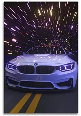 JONZA Sportwagen-Poster für BMW M4, luxuriöses Auto-Rennauto, dekoratives Gemälde, Leinwand, Wand- und Kunstbild, Familien-Schlafzimmer, Dekoration, 30 x 45 cm
