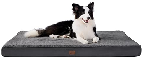 BEDSURE orthopädisches Hundebett Grosse Hunde - 104x74x9cm Hundekissen flauschig Hundematte waschbar Hundematratze in dunkelgrau für große Hunde