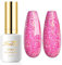Imtiti Smalto Semipermanente Glitter, 15ml Smalto Semipermanente Unghie Rosa Caldo Glitter UV Led Soak Off Smalto Gel Unghie UV Naturale Gel Nail Polish Per Uso Professionale e Domestico