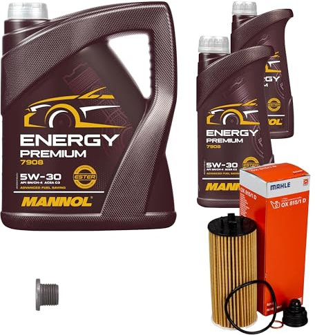 Inspektionspaket Wartungspaket Filterset mit 7 L Motoröl Energy Premium 5W-30, Ölfilter, Verschlussschraube
