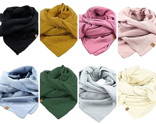 Musselintuch schwarz, ocker, pink, rosa, blau, grau, creme 100% Baumwolle, für Damen/Herren/Kinder/Babys, in 2 Größen erhältlich