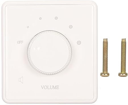 Wall Mount Volume Control Knob, 10W Volume Controller Knob, 5 Positions Tuning Volume Control Rotary Knob for Home Speakers, Flame Retardant PC Material (White)