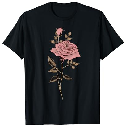 Vintage Rose Blume auf Rose T-Shirt