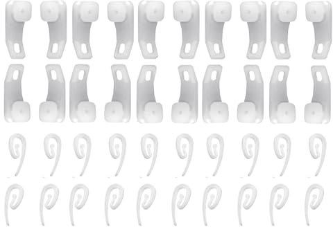 SISI UK Ganchos deslizantes para cortina de plástico blanco con ganchos de plástico blanco, ganchos de cortina para ventana y cortina de ducha, paquete de 20