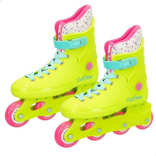 COLORBABY CB Riders Inlineskates Neongelb, verstellbarer Verschluss mit Schnalle und Schnürung, T.38-39, ab 3 Jahren, max. 50 kg, Inlineskates für Kinder, modern und raffiniert (85427)