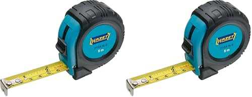 HAZET Maßband 2154N-5, 5 Meter, reduziertes Abknickverhalten und widerstandsfähige Beschichtung, automatisches Einziehen durch Qualitätsfeder und doppelte Bandmaß Beschriftung (Packung mit 2)