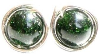 Glitzernde Ohrstecker Grünfluss (Silverfilled)
