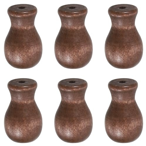 sourcing map Cord Knobs, Brown Wooden Cord Tassel Drops Pull End Pendant for Window Blinds Shade Curtain Craft, 1.3x0.7 6Pcs