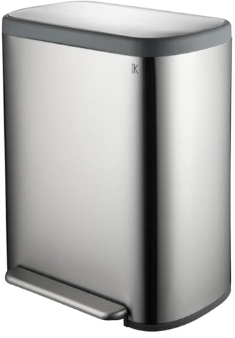 Poubelle de cuisine à pédale tri sélectif recyclage 60L(30L+30L) EMPIRE en acier Inox brossé avec seau