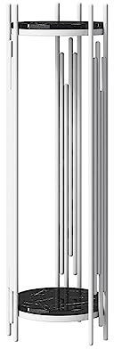 Marble Shelving Side Table Tall - Compact Round Plant Stand Display for Vases and Plants, Accent Corner Plant Rack with 2 Shelving Units