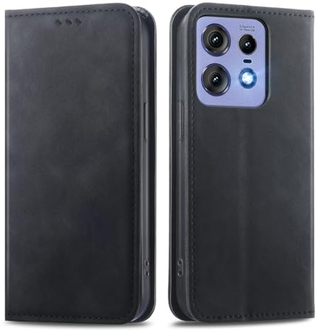 MOJIA Cover per Motorola Edge 50 PRO, Custodia Folio Portafoglio in Pelle PU [Chiusura Magnetica], Case a Libro con Guscio Interno in TPU, Supporto per Carte.. Nero