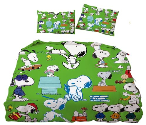 IMFLY Bettbezüge für Kinder,Bettwäsche-Set,Kopfkissenbezug,Bettbezug 135 x 200,Peatsnoopy Cartoon Bettbezug Geeignet Für Kinder,Jugendliche (A,155x220/75x50cm)