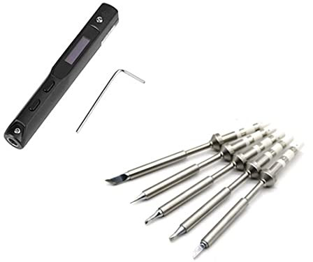 AMIUHOUN Mini Portable TS100 OLED Programmable Electric Soldering Iron Station STM32 Digital Display Rapid Warming(B)