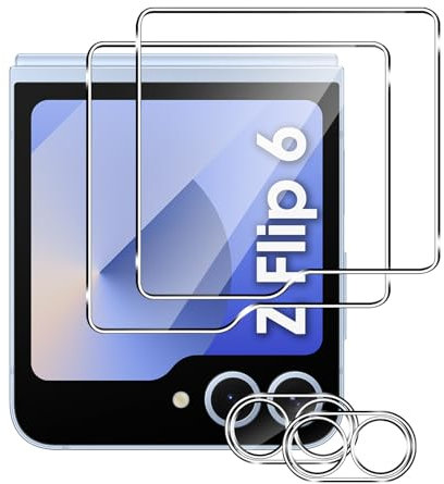 Vanrain Schutzfolie für Panzerglas für Samsung Galaxy Z Flip 6, 2+2 Stück Panzer Schutz Glas und Kameraschutz, 9H Härte Schutzglas HD Klar Anti-Kratze Bläschenfrei