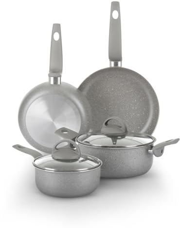 KASANOVA Set pentole per piani cottura tradizionali, set di pentole antiaderente, Batteria di Pentole, cottura salutare, rapida e uniforme. Made in Italy (6 pezzi)
