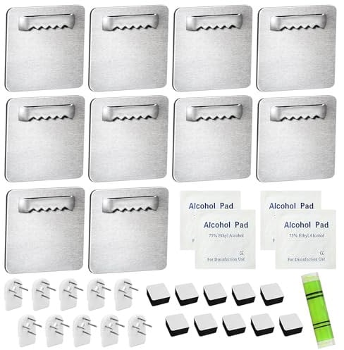 10 Piezas Colgadores para Cuadros y Espejos, Perchas para Placas de Imágenes Autoadhesivo, Colgar Cuadros Sin Agujeros, Colgador De Cuadros Adhesivo, para Cuadros y Espejos, Hasta 4 Kg