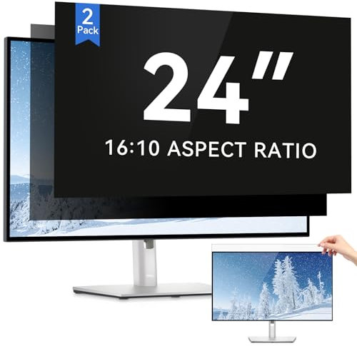 IPROKKO [2 Pack 24 Inch Computer Privacy Screen Filter, Removable Anti Glare Blue Light Scratch Protector Film for 24inch Computer 16:10 Widescreen Monitor, Anti Spy Security Protector Shield