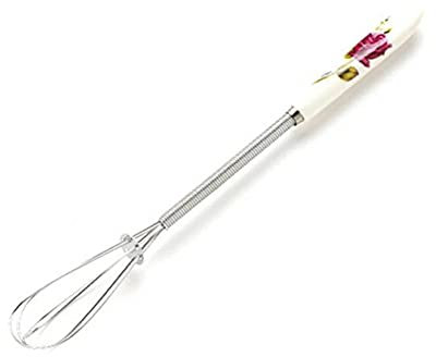 Batidor de huevos, batidor de acero inoxidable, batidor de huevos semiautomático, batidor manual, batidor manual con mango de dibujos animados para hornear en la cocina (Rose)