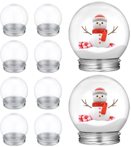 Veemoon 10 StüCk BefüLlbare Schneekugel Bastelset Ornamente, 150ML Klarem Schneekugeln Kunststoff Mit Abschraubbarem Schneekugeln Zum Selber Basteln FüR Baum Weihnachtsfeier Dekoration