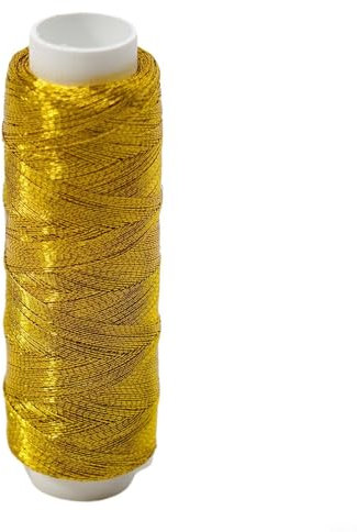 Filo da cucito lucido argento e oro per la realizzazione di cucito e lavori a maglia fai da te, elegante filo metallico lungo 200 metri (1 filo d'oro)