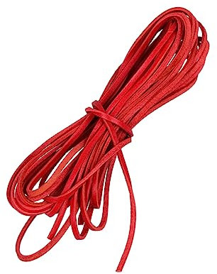PHENOFICE Beading Cord Rope Laces Jewelry Making Rope 5meters 3mm Cowhide Leather Cord Flat Leather Cord for Necklace Bracelet Red