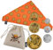Cinereplicas One Piece - Nami Bandana and Berry Coins Set - 83 * 39 cm - Offizielle Lizenz, Orange/Abendrot im Zickzackmuster (Sunset Chevron), Bandana: 83 x 39cm Coins: 45mm, 35mm, 30mm, 30mm, 25mm,
