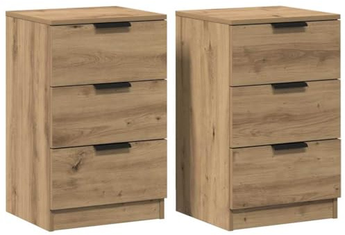 vidaXL Bedside Cabinets 2 pcs Artisan Oak 40x36x65 cm Engineered Wood | Loads of space for your bits and bobs, Built to last ages, Clean and tidy look