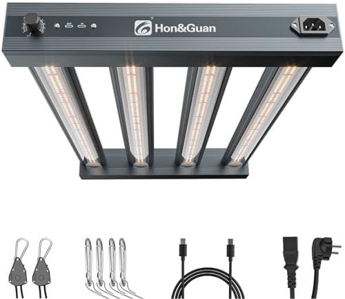 Hon&Guan LED Grow Lampe EG2400 Vollspektrum Grow Light 240W 56x36cm für 60x60cm 70x70cm 80x80cm Grow Zelt, Dimmbare Daisy Chain Pflanzenlampe Indoor-Pflanzen Growzelt Growlampe für Gemüse Blume