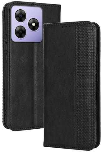 Topme Cover per Smartphone, Compatible with Blackview Wave 8C / Wave 8 (6.56 Inches) Custodia Case, Custodia per Telefono in Pelle Elegante Slot per Schede Testurizzato.Nero