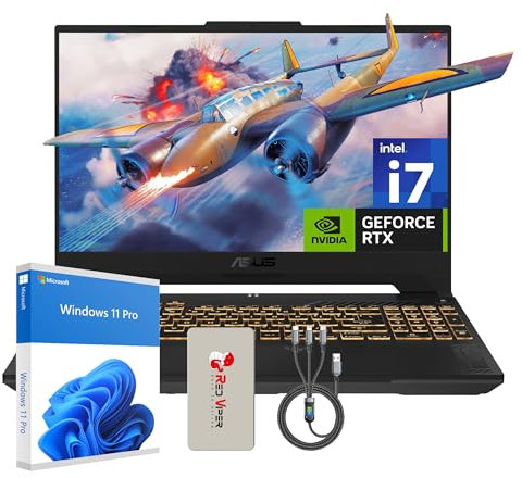 ASUS TUF F15 15,6 144Hz FHD Gaming Laptop, Intel i7-13620H, NVIDIA GeForce RTX 4070, 32GB DDR5 RAM, 2TB PCIe SSD, RGB retroilluminato, Mecha Grey, Win 11 Pro, set di docking station da 128 GB