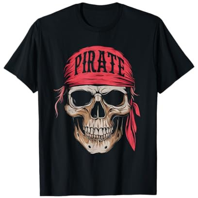 Piraten Schädel mit einem roten Bandana T-Shirt