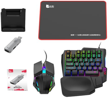 Half Hand Gaming Keyboard and Mouse - Mechanical Keyboard and Mouse Combo with 35 Keys, Mobile Game Sloane Chicken Sloane Mobile Game Controller Keyboard Mouse Converter Set Portable Gaming Adapter